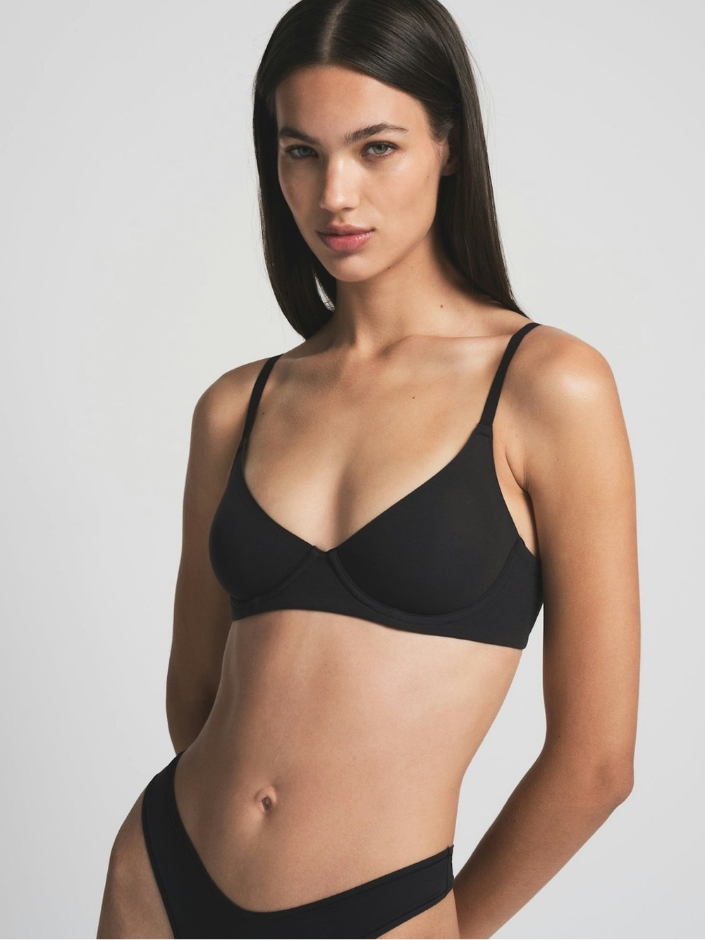 SKIMS Fits Everybody Unlined Demi Bra - NWT - Onyx - 34A